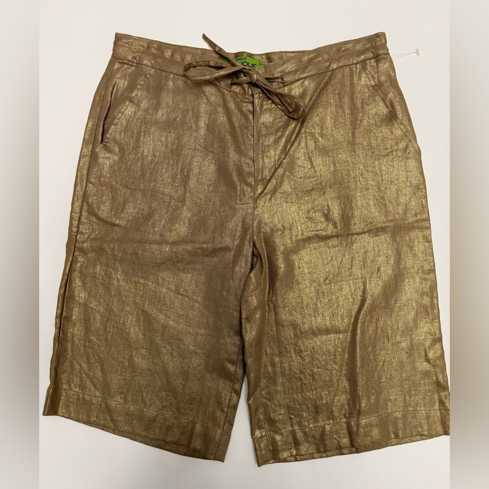 Vintage Gold Metallic Shorts Tata Jolie Bermuda Size L 100% Line